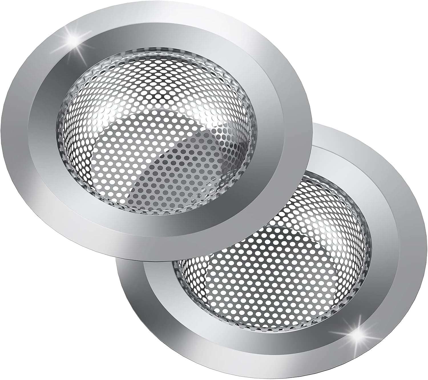 2PCS Kitchen Sink Strainer, Stainless Steel Sink Drain Strainer, Large Wide Rim 4.5" Diameter, Food Catcher for Most Sink Drains Kitchen Sink Basket Strainer