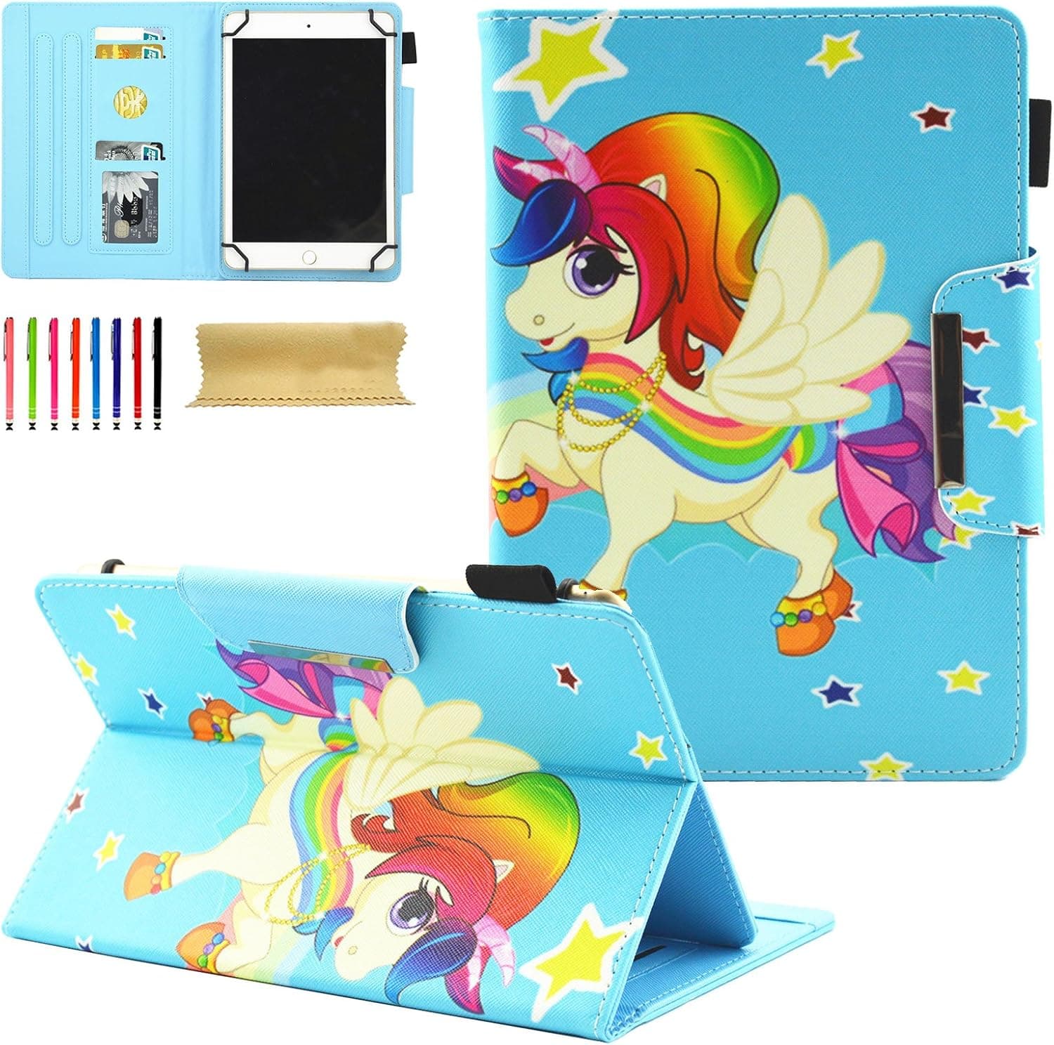 8.0 inch Tablet Case, Universal Protective PU Leather Case Cover for All 7.5-8.5 inch iPad Mini 1 2 3 4,Samsung Galaxy Tab A 8.0/Tab E 8.0, F i e HD 8 2018 2017, Android iOS Tablet