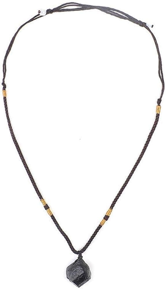 weeee Natural Black Tourmaline Stone Pillar Pendant Necklace Healing Crystal Necklaces Gemstone Pendant Necklace for Women Girls Mens