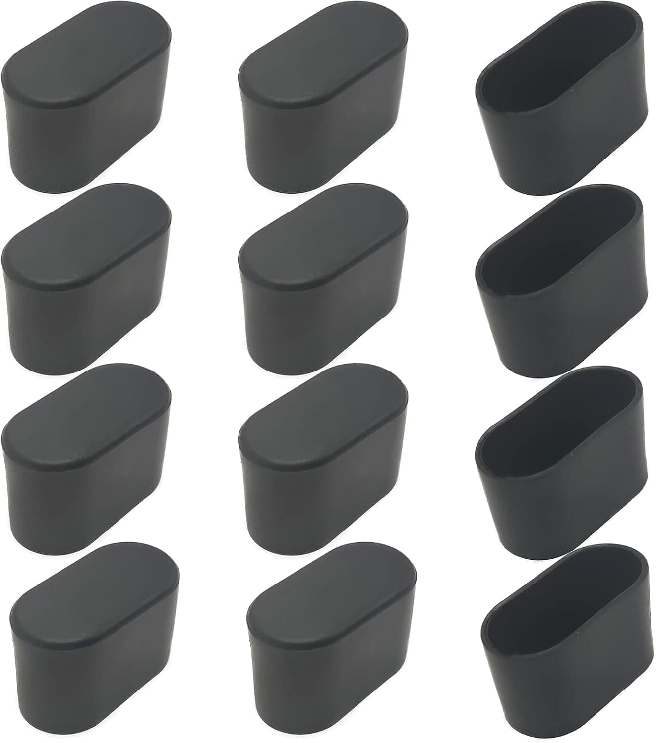 12Pcs Oval Outdoor Chair Leg Caps, Plastic Chair Legs Cover Floor Protectors, 20x40 mm Chairs Tables Leg Furniture Feet Covers for Hardwood Floors and Outdoor Patio Set
