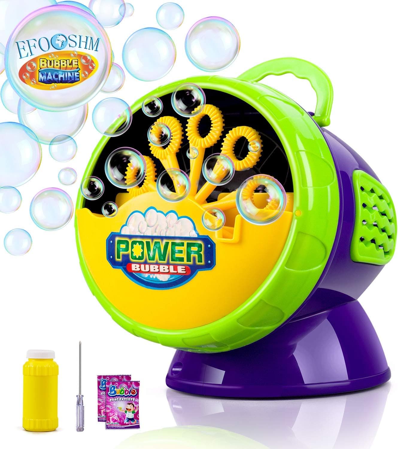 EFOSHM Bubble Machine, Hurricane Bubble Blower Bubble Toys 2200+ Bubbles Per Minute, Bubble Maker for Kids Toddlers Girls Boys, with Bubble Solution, 4 AA Batteries Needed
