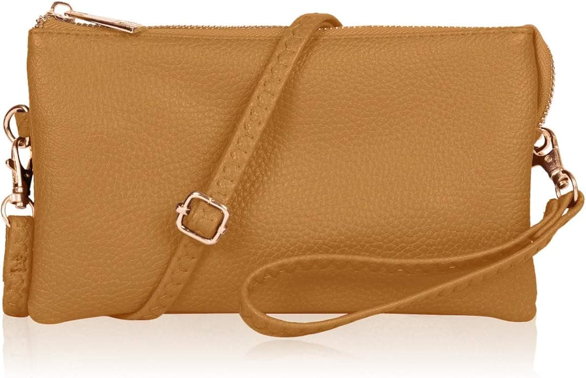 RIAH FASHION Convertible Vegan Leather Wallet Purse Clutch - Small Handbag Phone/Card Slots & Detachable Wristlet/Crossbody