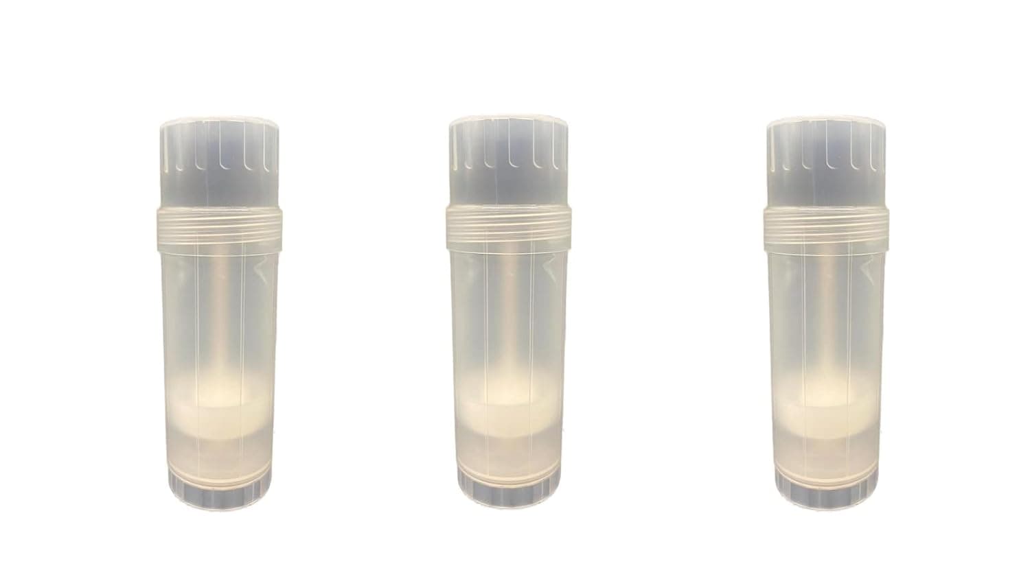 Natural Round Deodorant Container - Empty - 2 Ounce - Twist-Up Refillable Plastic Tube for DIY Deodorants - Cosmetic Crafts-Pack of 3- By Natural Farms