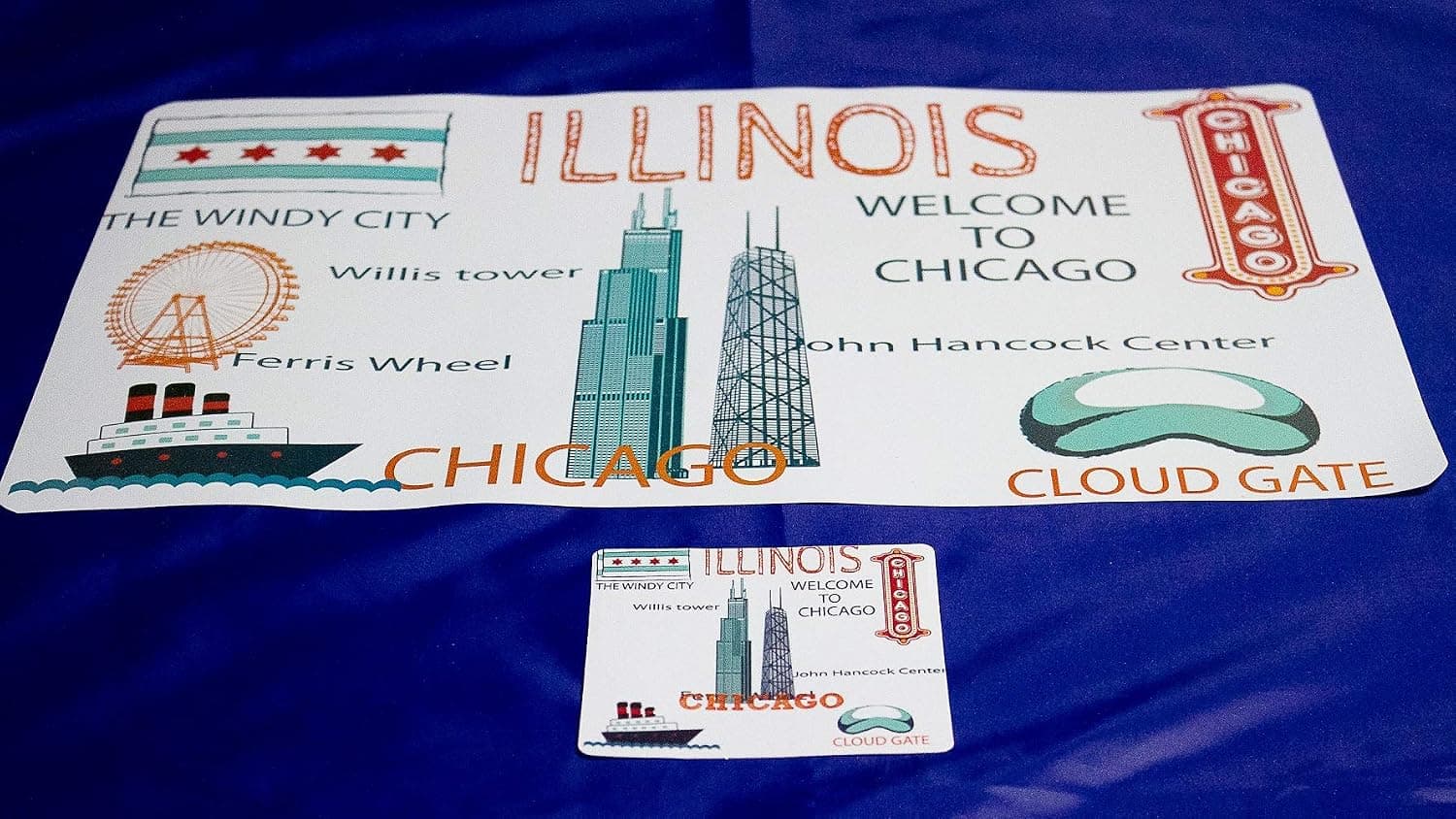 Chicago Souvenir City Highights Washable 6 Placemats with 6 Matching Coasters, Standard Size