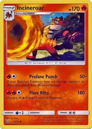 Pokemon - Incineroar - 17/73 - Uncommon - Sun & Moon: Shining Legends