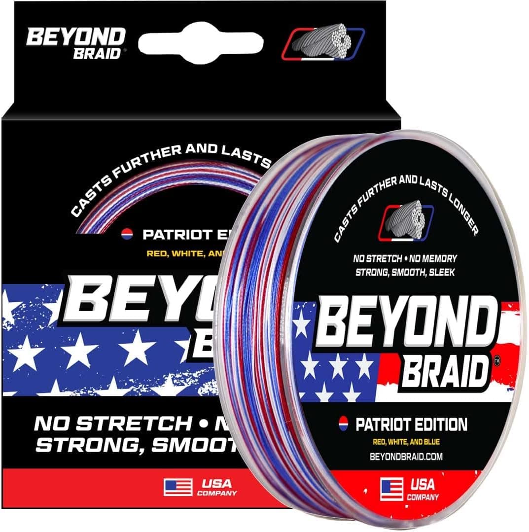 Beyond Braid Braided Fishing Line - Abrasion Resistant - No Stretch - Super Strong -Blue Camo, Moss Camo, White, Green, Pink, Blue, 4 Strand 8 Strand