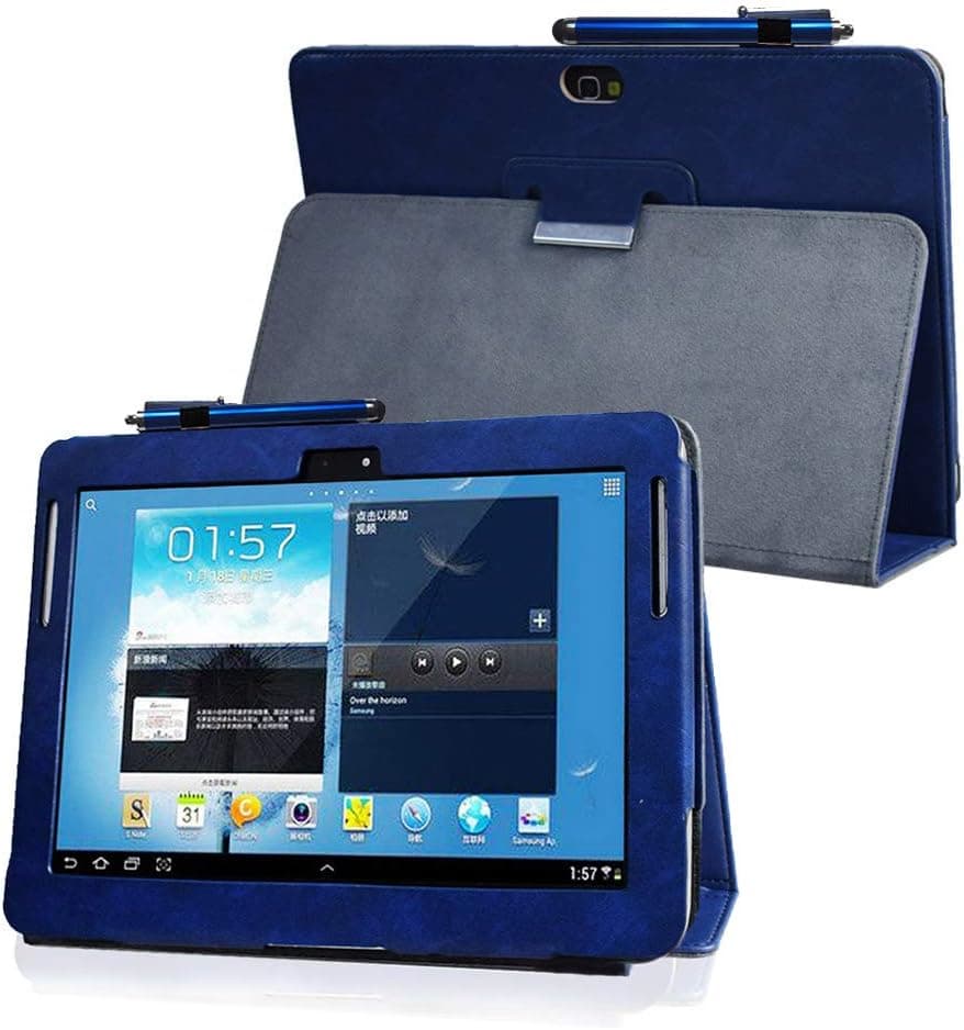 Kuesn for Samsung Galaxy Note 10.1 (2012 Edition) GT N8013 N8000 Flip case Cover - SCH-I925 Folio Stand Back Book Cover for GT-N8010 N8005 N8020 Tablet pu Leather case (Dark Blue)
