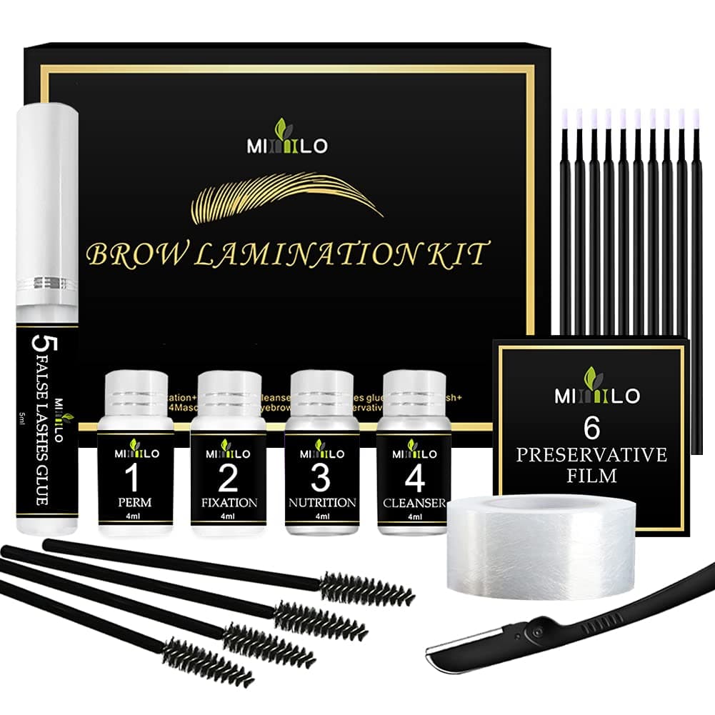 Brow Lamination Kit & Lash Lift Kit, Eyebrow Lamination Kit，Brow Lift Kit，Eyebrow Perming Kit，DIY Perm for Fuller Eyebrows，Suitable for Salon & Home Use，Long Lasting Formula Lasts 5-8 Weeks