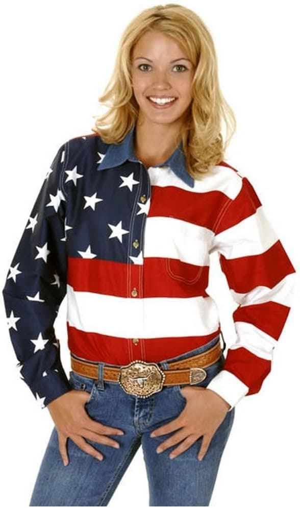 Roper L/S Stars and Stripes Pieced Flag Red 2 XS