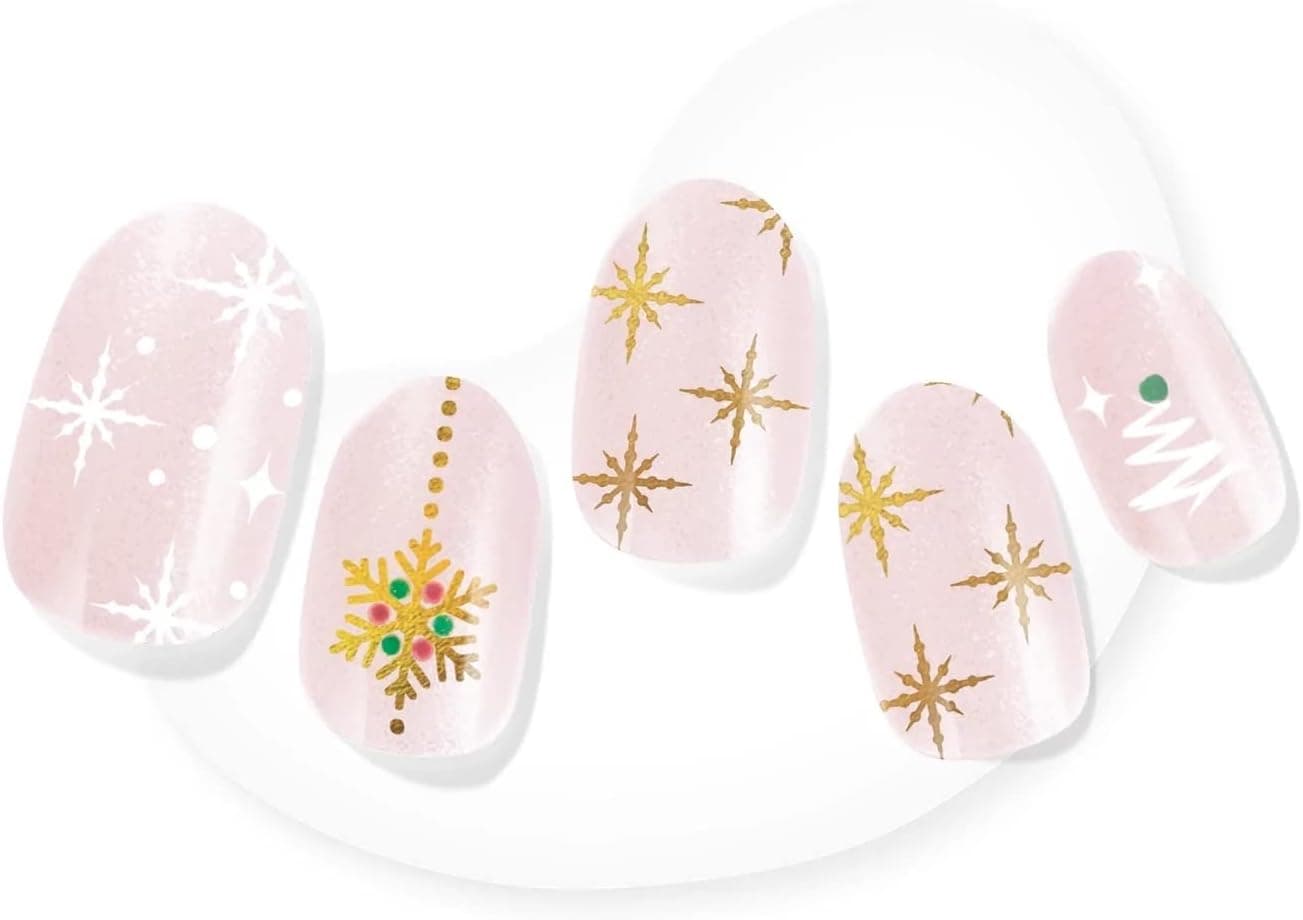 Dashing Diva Glaze Holiday Nail Strips - Tinsel Tidings | Works with Any LED Nail Lamp | Long Lasting, Chip Resistant, Semicured Gel Nail Strips | Contains 34 Salon Quality Nail Wraps, 1 Prep Pad, 1 File
