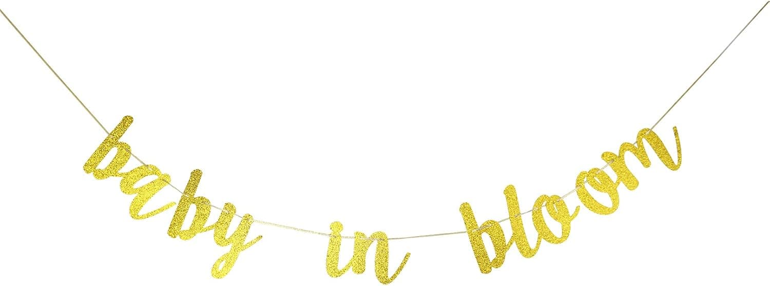 StarsGarden Gold Glitter Baby in Bloom Banner,Welcome Baby Bunting Garlands, Baby ShowerParty Decorations Supplies, blue