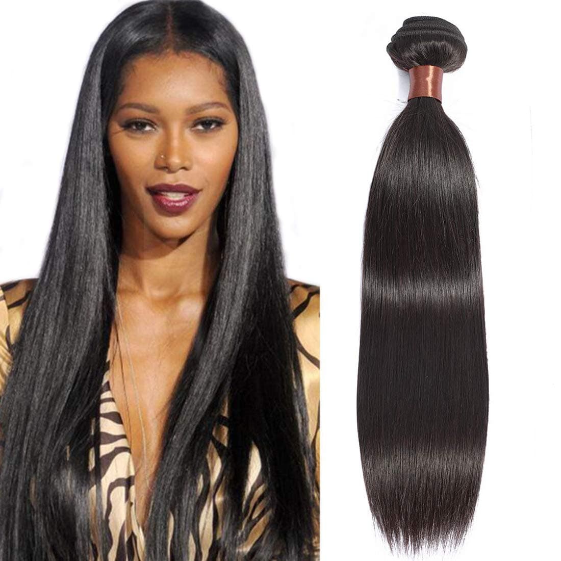 ANGIE QUEEN Hair Peruvian Virgin Hair Straight 100% Unprocessed Virgin Human Hair Extensions More Thicker 20 Inch One Bundle 100G Nature Black Color(One Bundle)