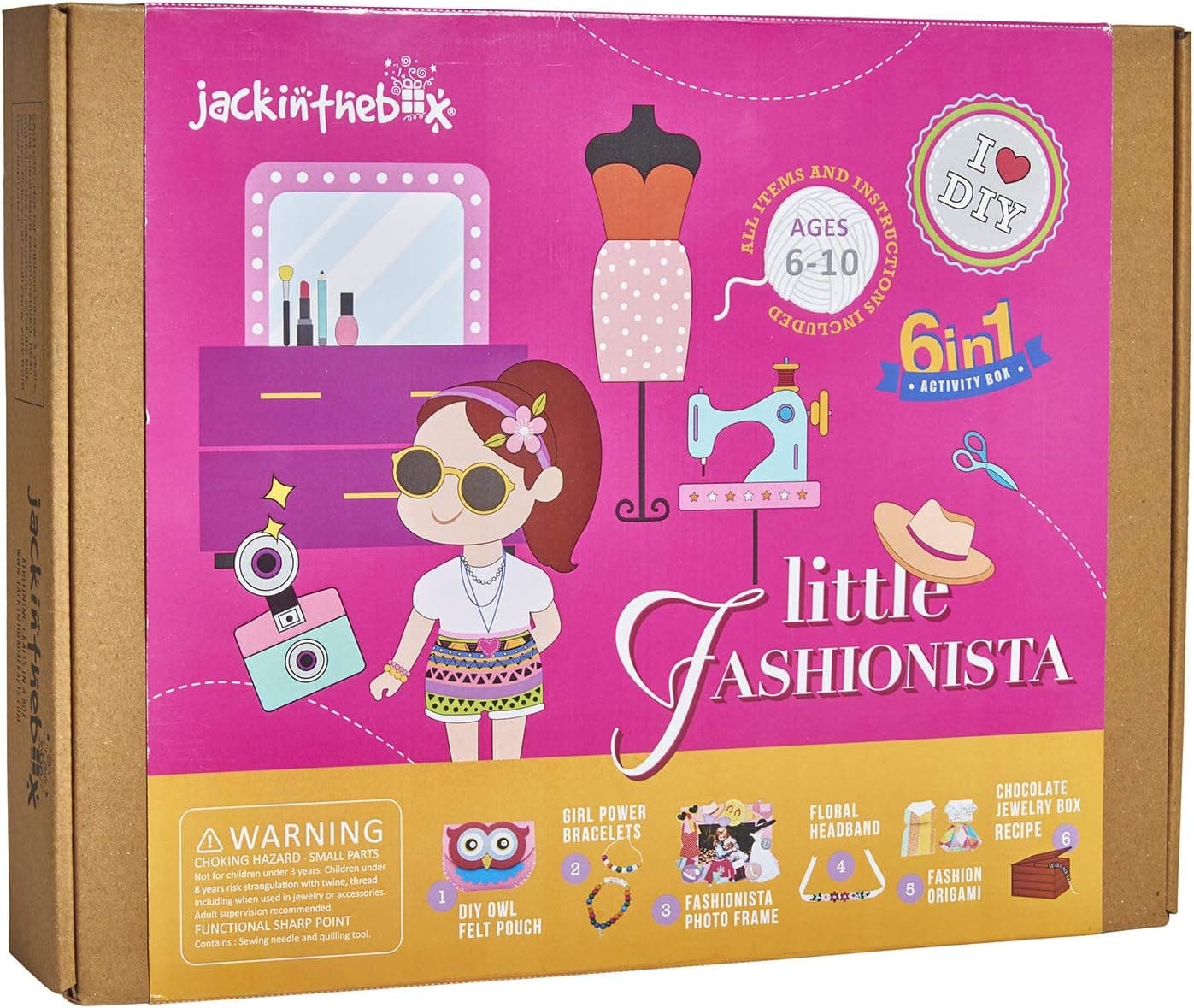 Fashion Themed Art and Craft Kit for Girls | 6 Craft Projects in 1 Box | Best Girl Gift for Ages 6 7 8 9 10 Years | Includes Beautiful Felt and Foam Embellishments (Little Fashionista 6-in-1)