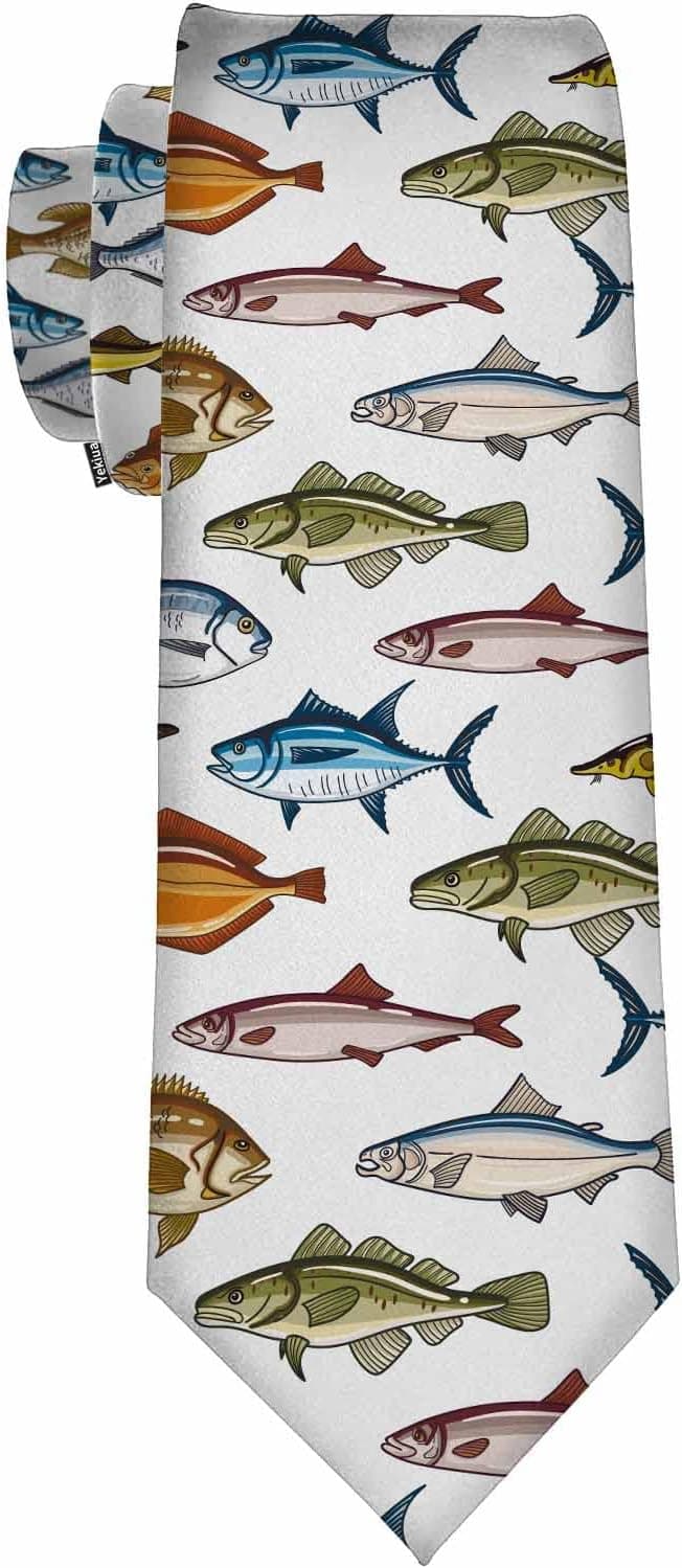 Yekiua Fish Men's Ties Different Sea River Fishes Marine Underwater Life Neck Tie Business Wedding Formal Fashion Necktie