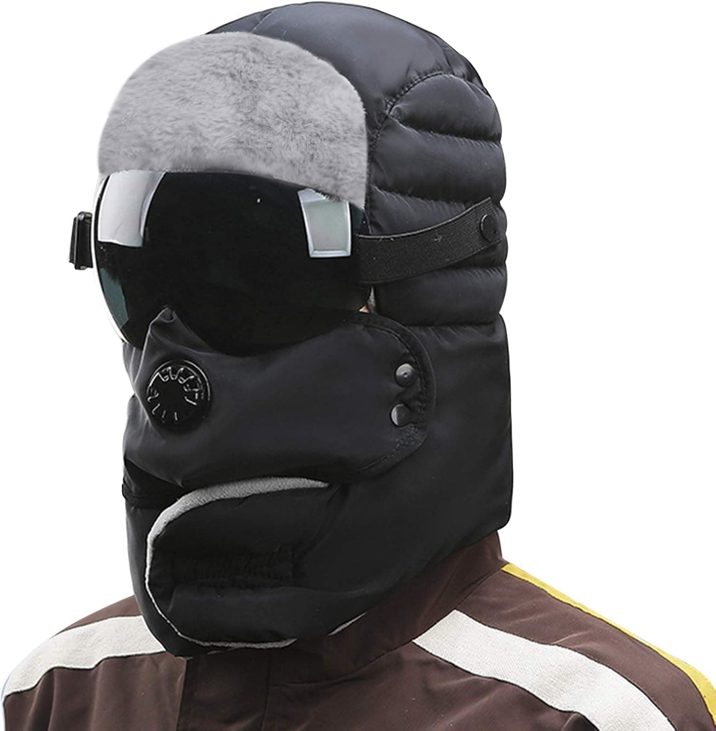 Windproof Full Cover Balaclava with Glasses Winter Thermal Hunting Trapper Hat