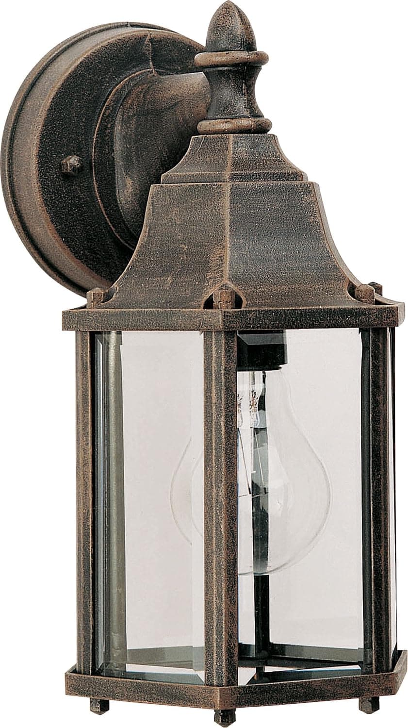 Maxim 1026RP Builder Cast Clear Glass Outdoor Mini Wall Lantern, 1-Light 60 Watt, 10" H x 6" W, Rust Patina