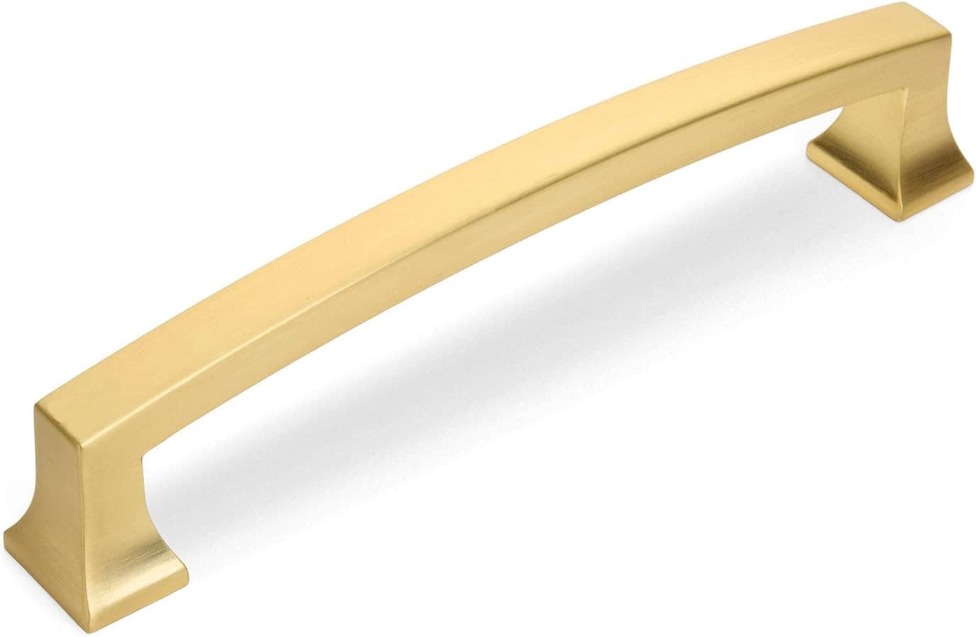 Cosmas 10 Pack 755-4BG Brushed Gold Contemporary Cabinet Hardware Handle Pull - 4" Inch (102mm) Hole Centers