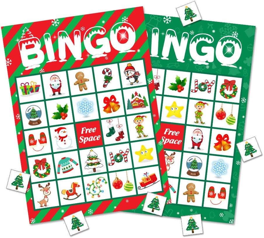 Christmas Bingo Game Party Supplies - Xmas Gifts for Kids 24 Players