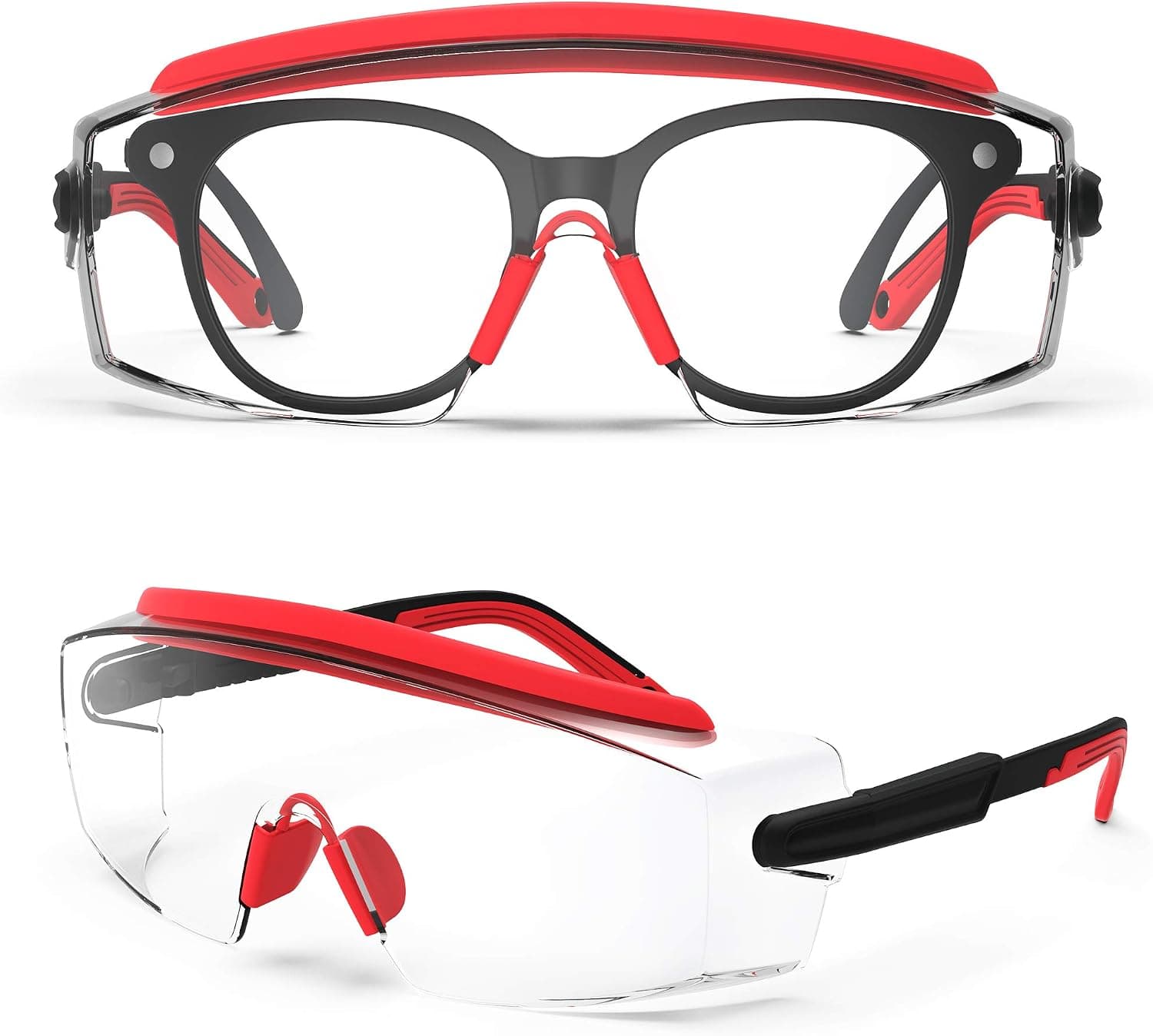 TOREGE Safety Glasses Over Glasses, Anti Fog Safety Glasses With Adjustable Frame And Temples,Fit Well Over Eyeglasses