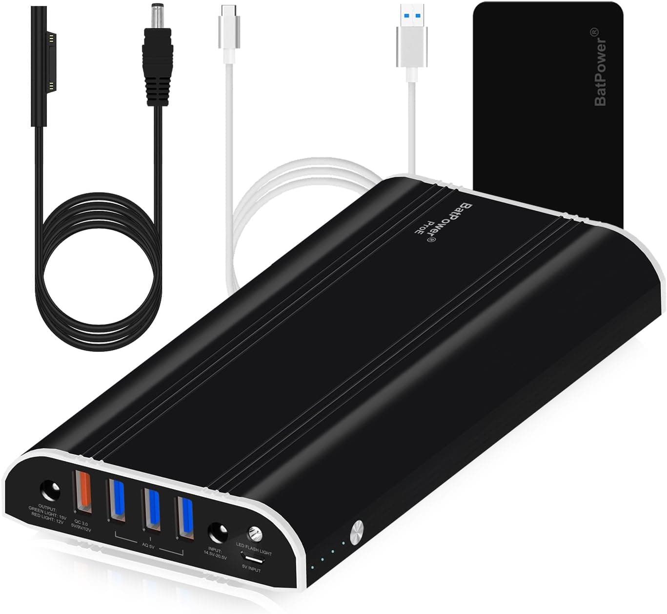 BatPower ProE ES9 135Wh MS Surface Power Bank for Surface Book 3 2 1 External Battery Surface Laptop 4 3 2 1 Surface Pro X 7 6 5 4 3 Go Portable Charger, QC Quick Charge Tablet Smartphone