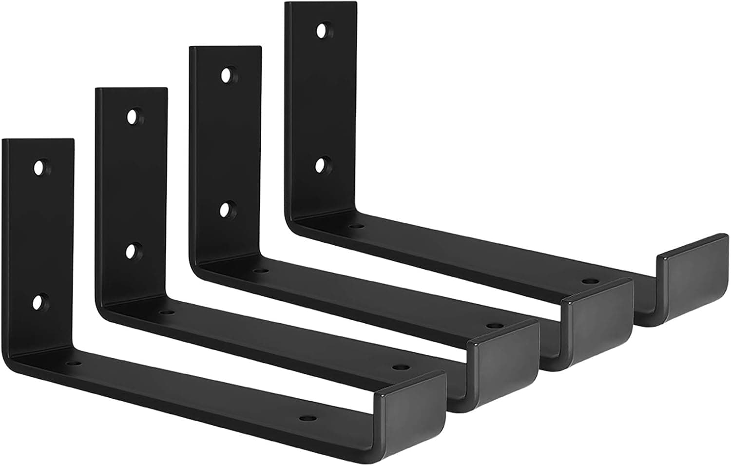 SUNMALL Shelf Brackets 7.25 inch for Shelves, Rustic Shelf Bracket, Heavy Duty Shelf Supports, J Bracket with Lip, Wall Shelf Brackets, Iron Metal Floating Shelf Brackets with Screws, 4 Pack