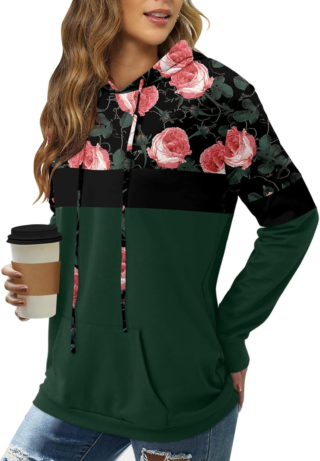 Angerella Hoodies for Women Camo Leopard Print Tops Pullover Hooded Sweatshirt Drawstring with Pocket