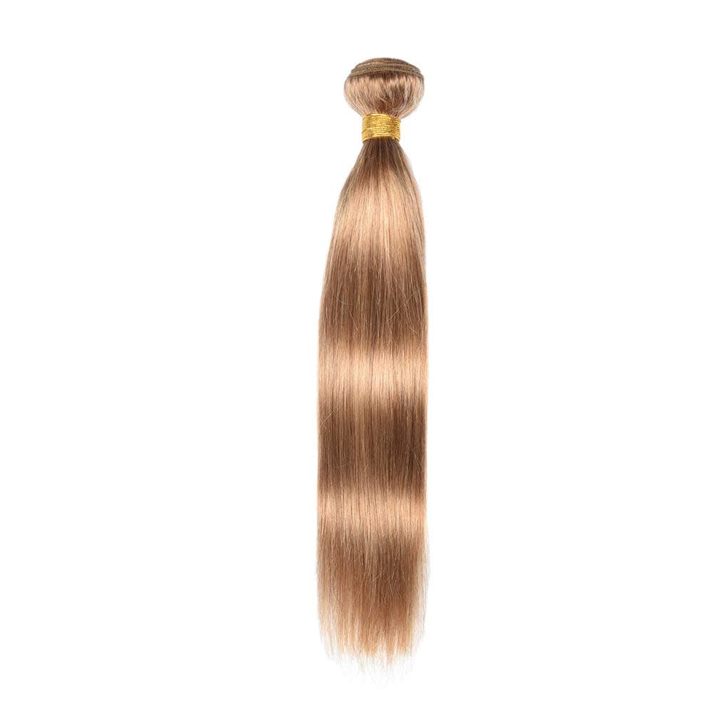 WOME Honey Blonde Straight Hair Bundles Peruvian Straight Human Hair Wefts 1 Bundle Hair Extensions Deal with Mixed Lengths(16", Honey Blonde 27#)