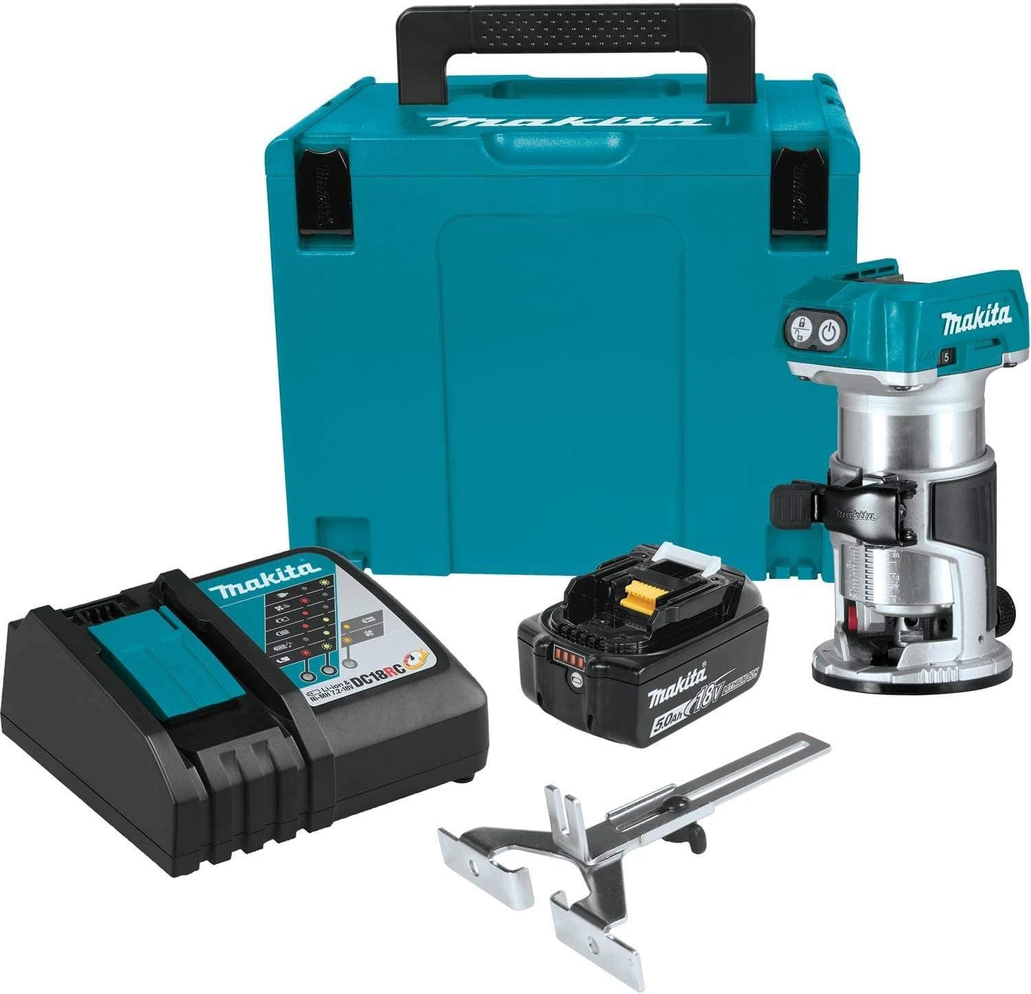 Makita XTR01T8J 18V LXT® Lithium-Ion Brushless Cordless Compact Router Starter Kit (5.0Ah)