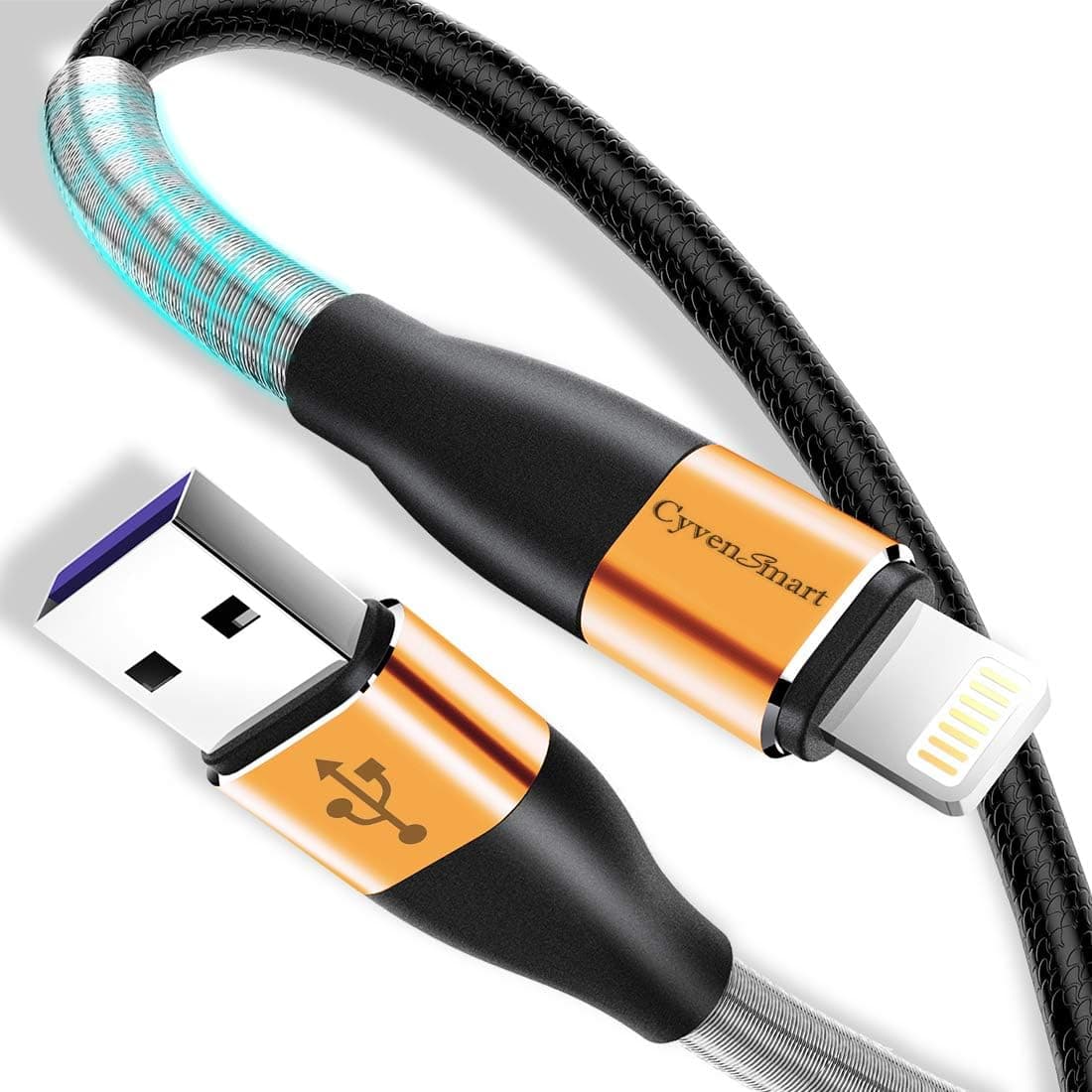 CyvenSmart [MFi Certified] 2 Pack 10ft iPhone Charger Cable for Long 10 Foot iPhone Charger Cord Fast Charging Cable Cord Compatible for iPhone X Case/8/8 Plus/7/7 Plus/6/6s Plus/5s/5 (Gold)