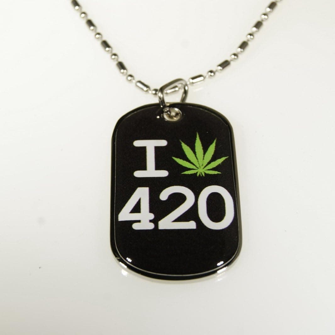 Leaf Design - Stainless Steel Dog Tag Necklace- With Free Key Chain Special Sale