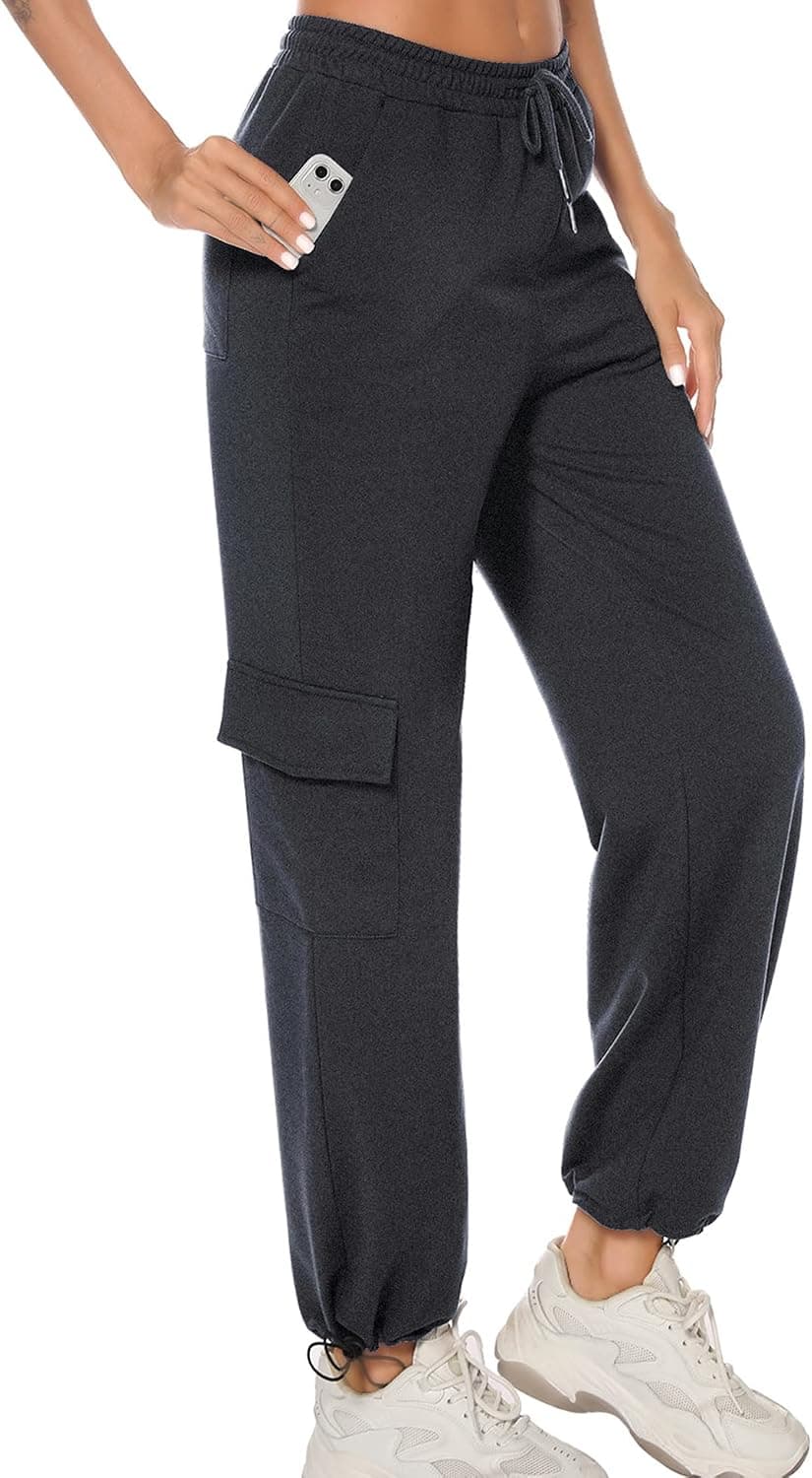 Sumthli Cargo Pants for Women Hiking Elastic Waist Sweatpants Baggy Joggers for Athletic Outdoor Workout Casual