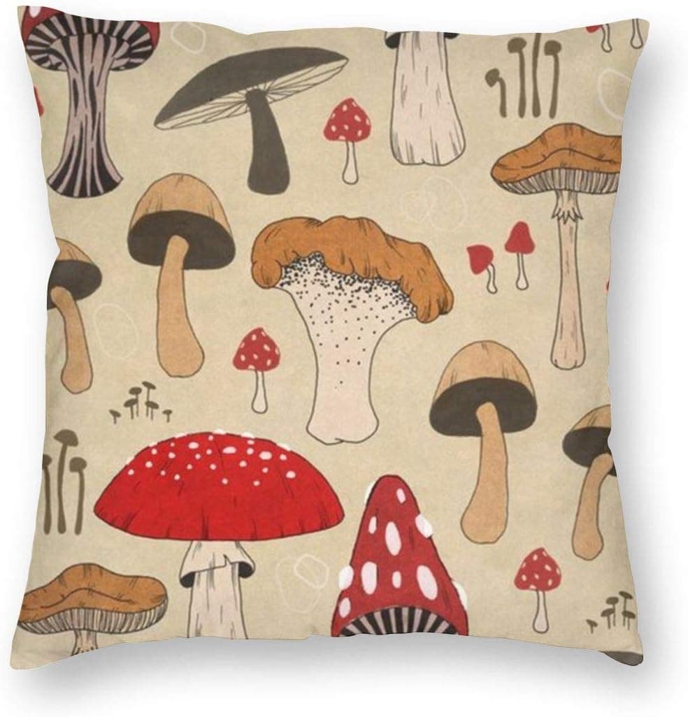 antcreptson The Various Mushroom Art Throw Pillow Decorative Pillow Case Home Decor Square 18x18 Inches Pillowcase