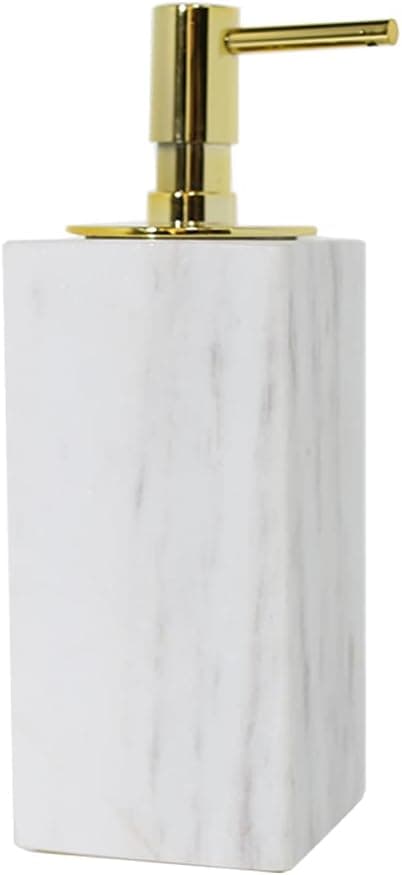 DUANYAN Decorative Marble White Soap Dispenser for Bathroom Kitchen Countertop Lotion & Liquid Dispenser Soap Bottle 12 oz