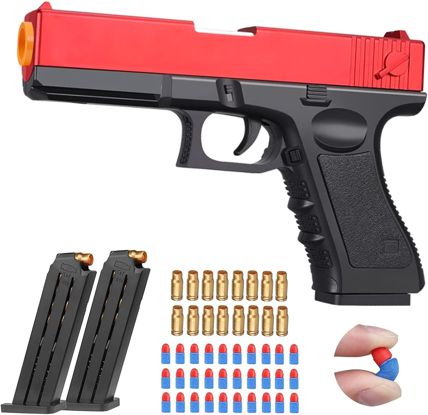 TXHWYZF Soft Bullet Toy Gun - 2 Magazine＋30pcs EVA Safety Foam Bullets Toy Pistol, Safe and Fun Shooting Game for Boys and Girls Ages 6 and Up