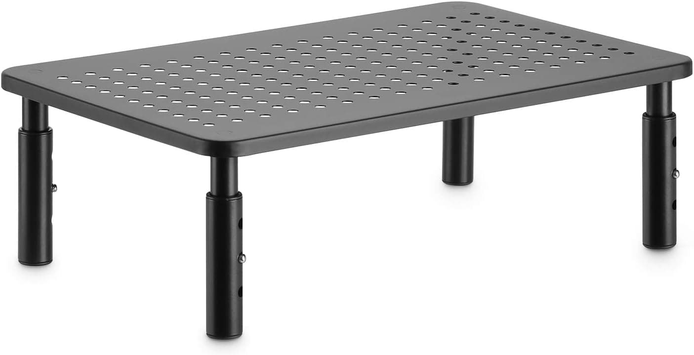 Monitor Stand Riser with 3 Height Adjustable Desktop Metal Monitor Riser Stand with Non-Skid Rubber for Computer, Laptop, iMac, PC, Printer, Black