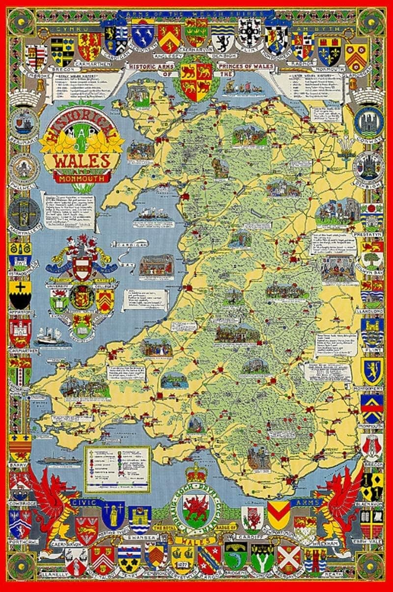 JG Historical Map of Wales & Monmouth 1000 Piece Jigsaw Puzzle