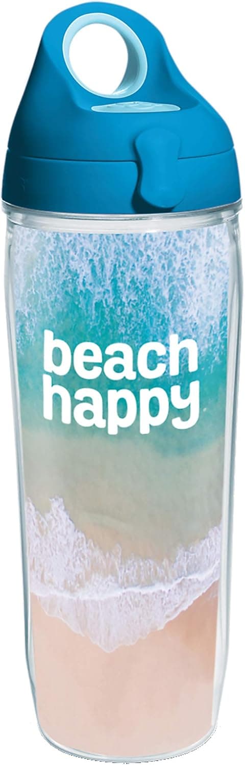 Tervis Made in USA Double Walled 30A Beach Happy Insulated Tumbler Cup Keeps Drinks Cold & Hot, 24oz Water Bottle, Scene