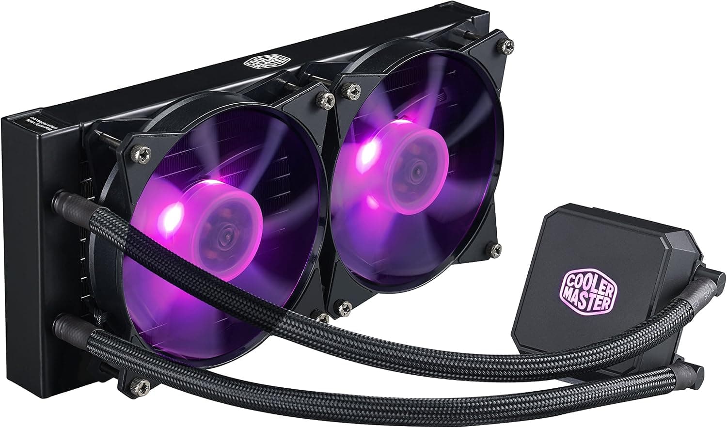 Cooler Master MasterLiquid LC240E RGB Close-Loop AIO CPU Liquid Cooler, 240mm Radiator, Dual Chamber RGB Pump, Dual MF120R RGB Fans, RGB Lighting for AMD Ryzen/Intel LGA1151
