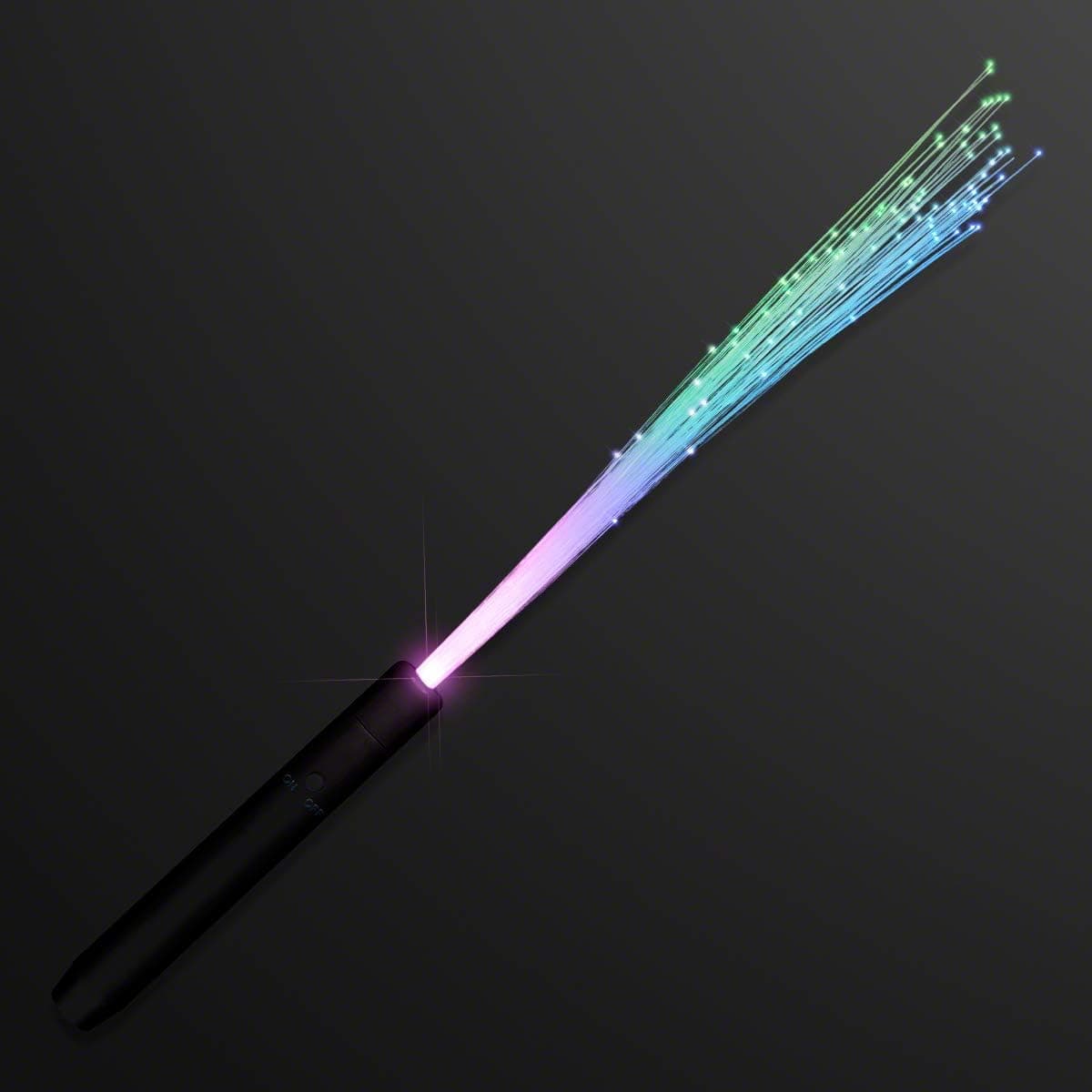 Multicolor Fiber Optic Light Up Wand with Black Handle LED Sparkler