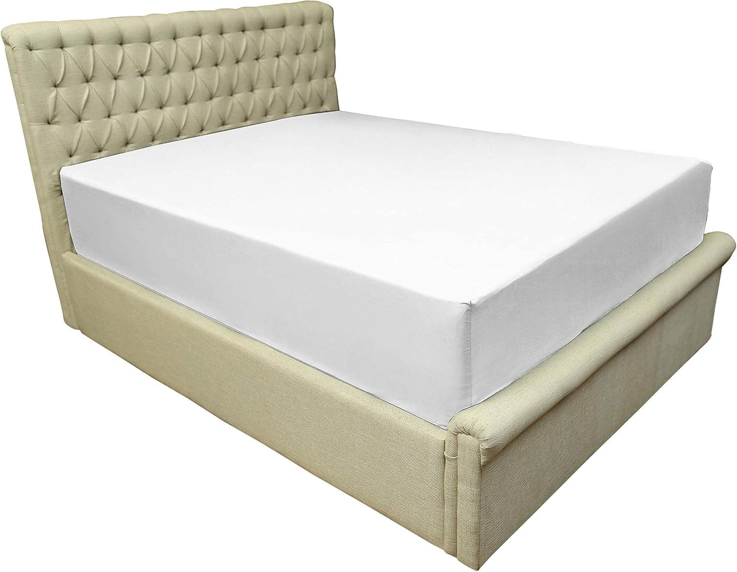 MEA Cama Cotton Rich Blend Twin Fitted Sheet – Super Soft Breathable Deep Pocket Bottom Sheet – Durable Elastic and Strong Stitching - Easy Care Fade and Shrink Resistant - 1 Piece (White, Twin)