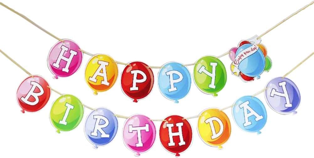 Colorful Balloon Happy Birthday Banner for Birthday Party Decorations, Swallowtail Bunting Flag Garland, Kids Adults Birthday Party Favors Supplies