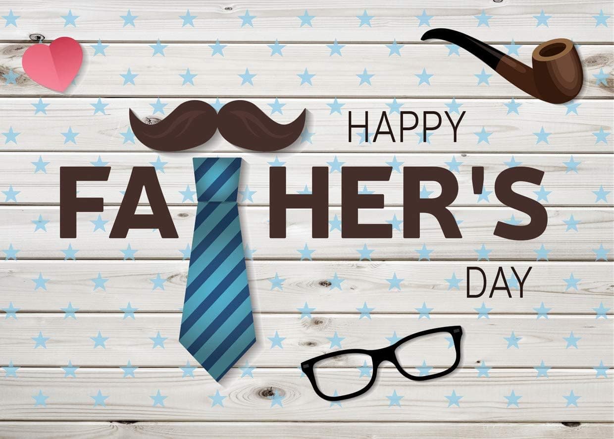 SJOLOON 7x5ft Happy Father's Day Backdrop Blue Tie Bearded Looks Mature Wood Floor Photography Backdrop for Studio Props Party Decoration 11484