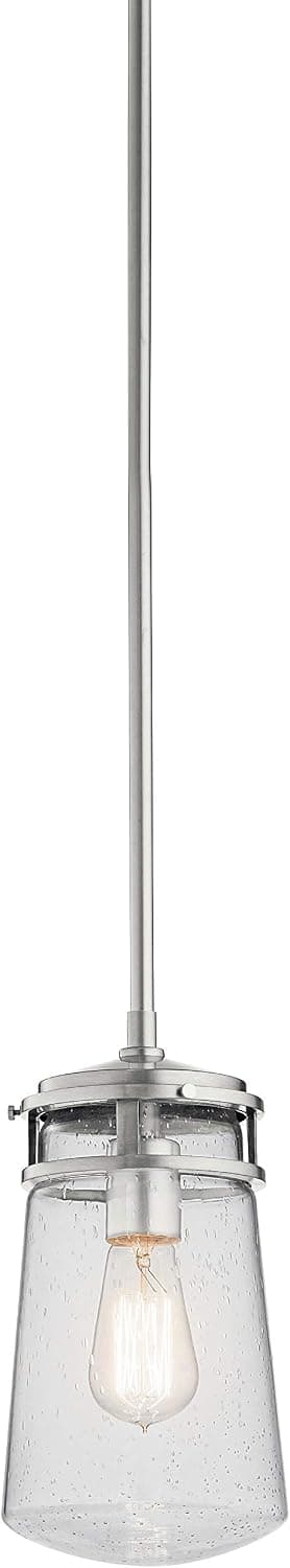 Kichler Lyndon 11.75" 1 Light Pendant with Clear Seeded Glass Brushed Aluminum