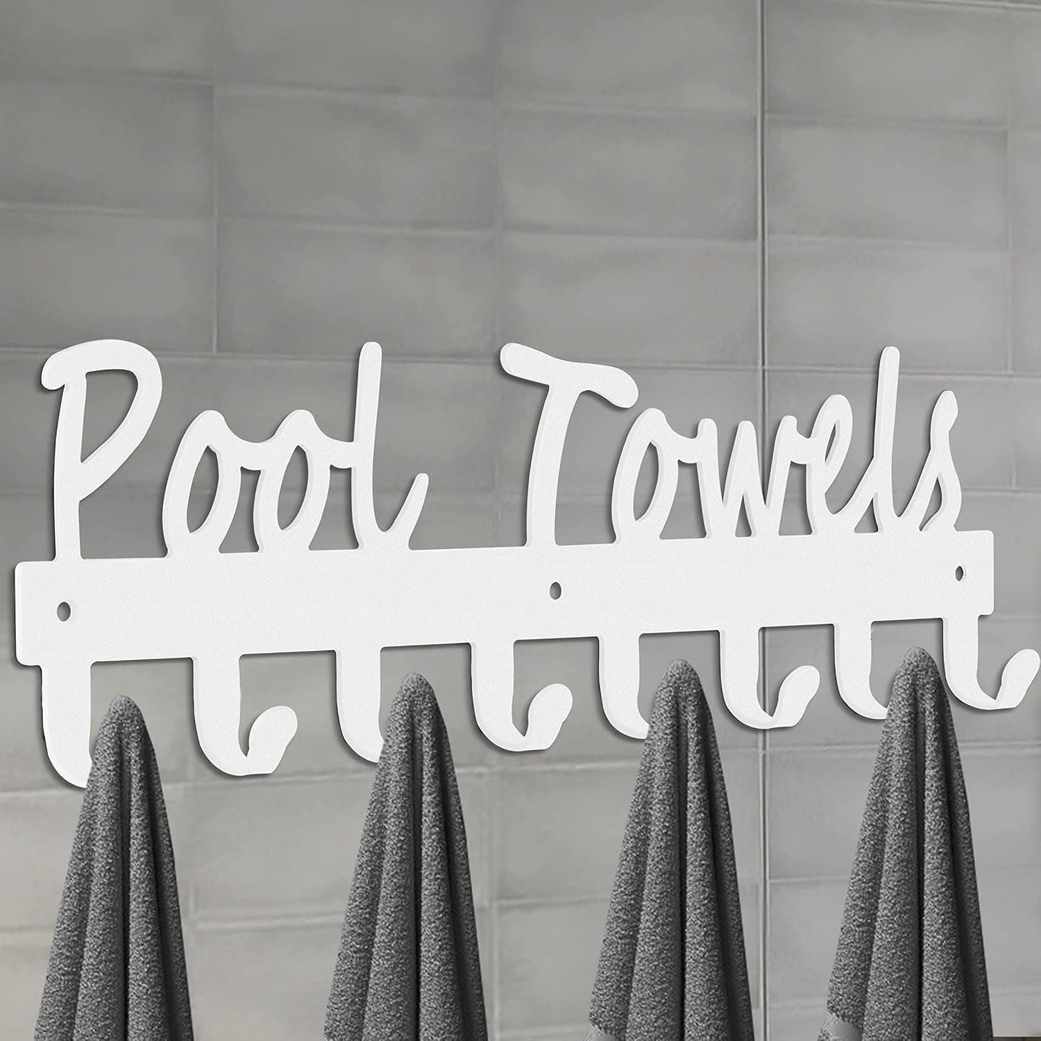 Pool Towel Hooks for Bathroom Wall Mount Towel Rack Towel Holder Carbon Steel Hanger Organizer Indoor Outdoor for Robe, Towel, Coat, Swimsuit, Umbrella, Bag, Keys
