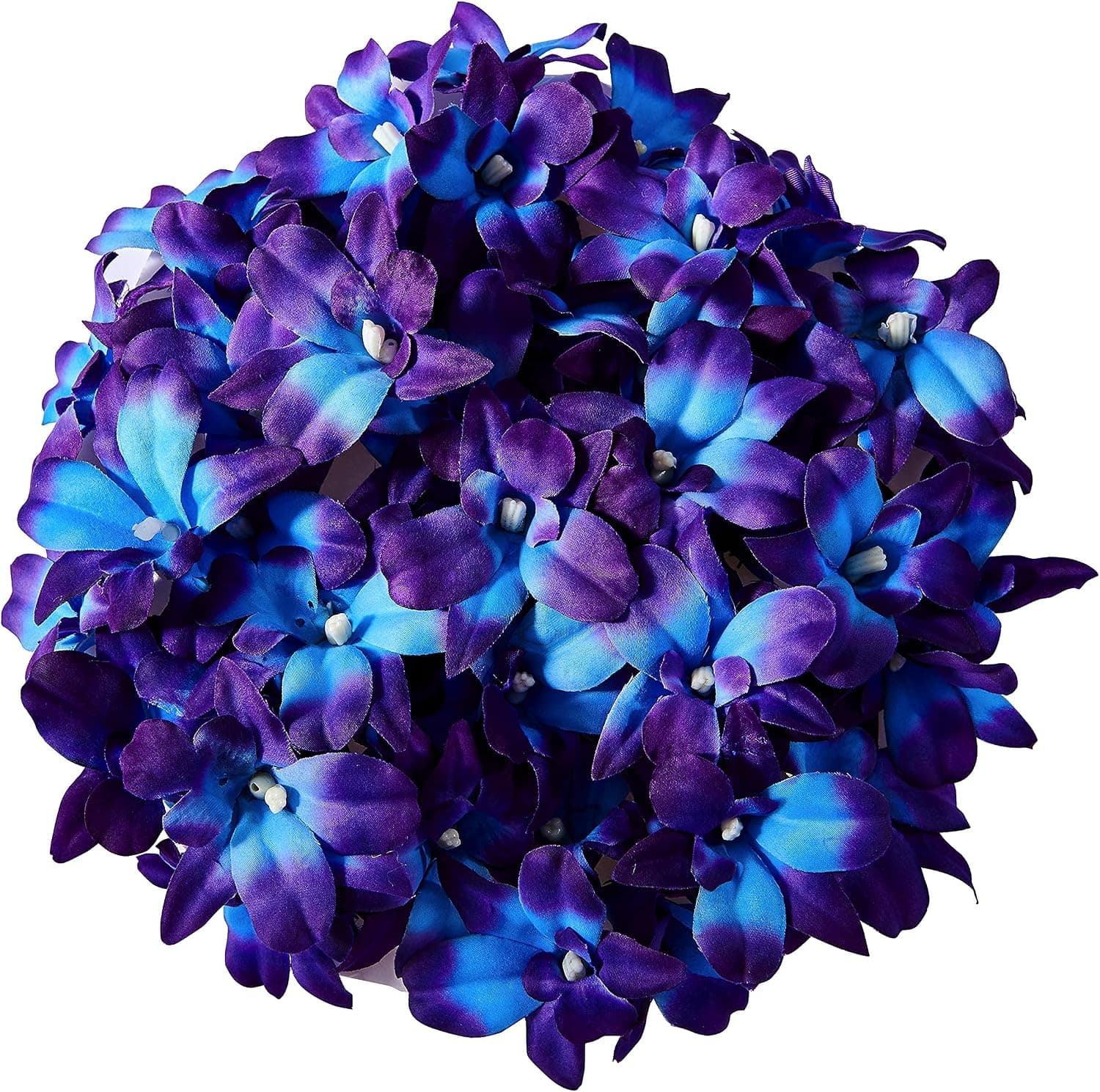 Carlita's Blooms 50pcs Handmade Galaxy Orchids Artificial Blue Purple Flowers Head Only for Wedding Bouquets Arrangements Home Decoration