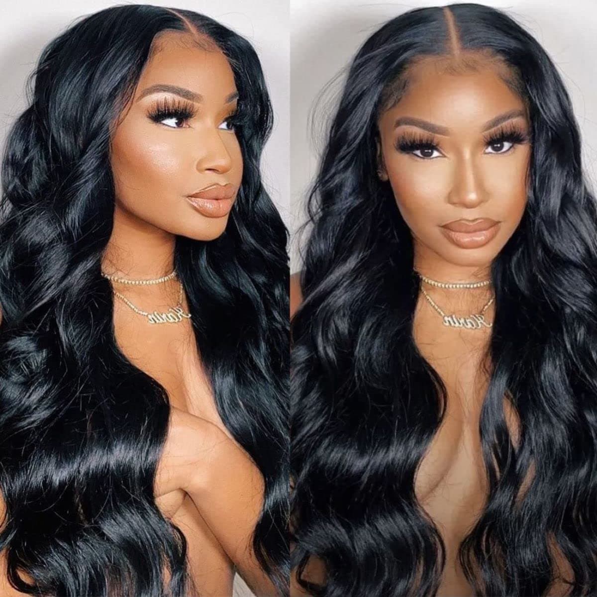 13x5 Highlight Brown Lace Front Wig Synthetic Natural Straight Wig with Dark Roots Layered T Part Ombre Synthetic Hair Lace Front Wigs for Black Women 16" Glueless