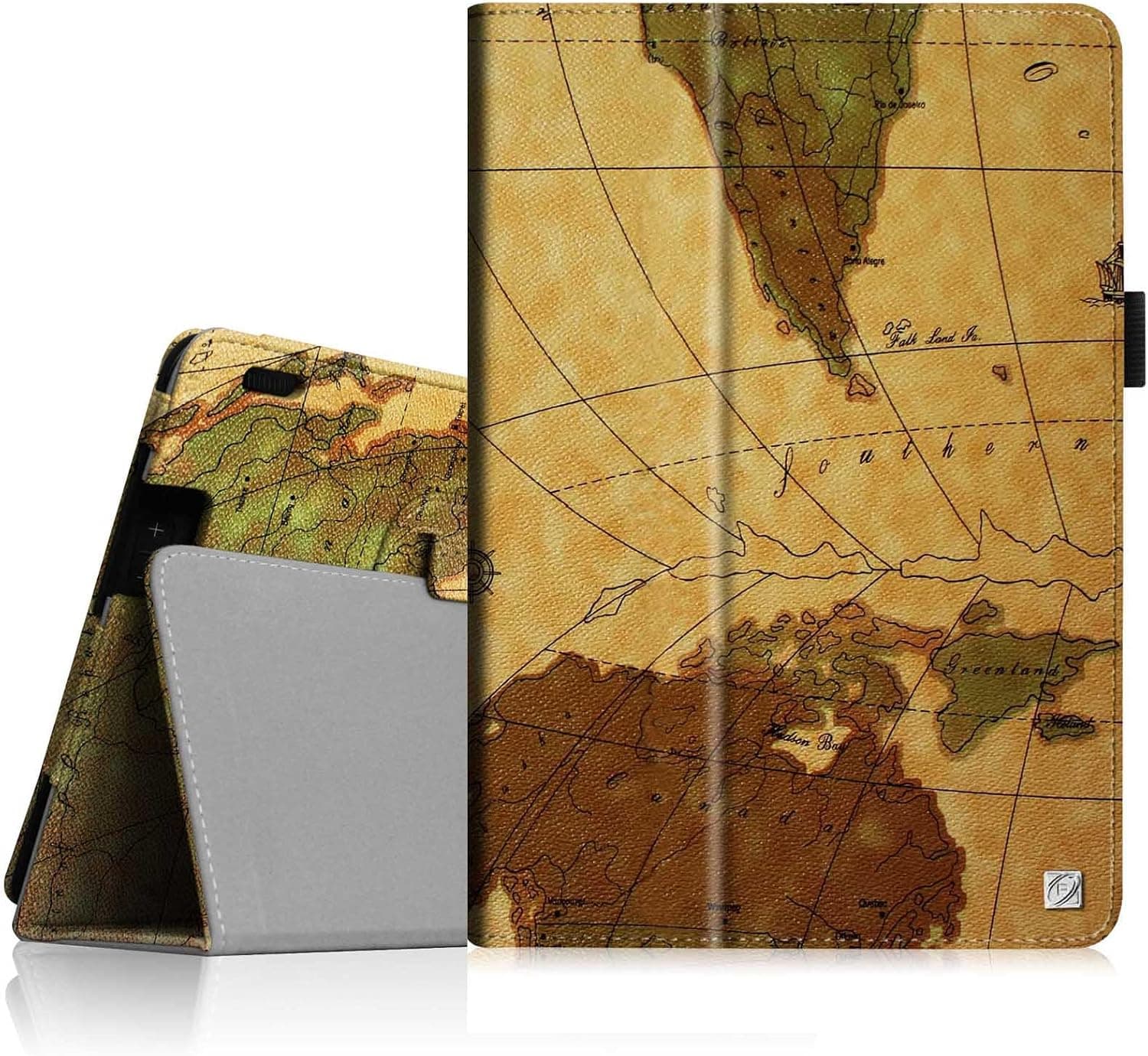 Fintie Folio Case for Kindle Fire HDX 8.9 - Slim Fit Leather Cover (will fit Amazon Kindle Fire HDX 8.9" Tablet 2014 4th Generation and 2013 3rd Generation) - Map Brown