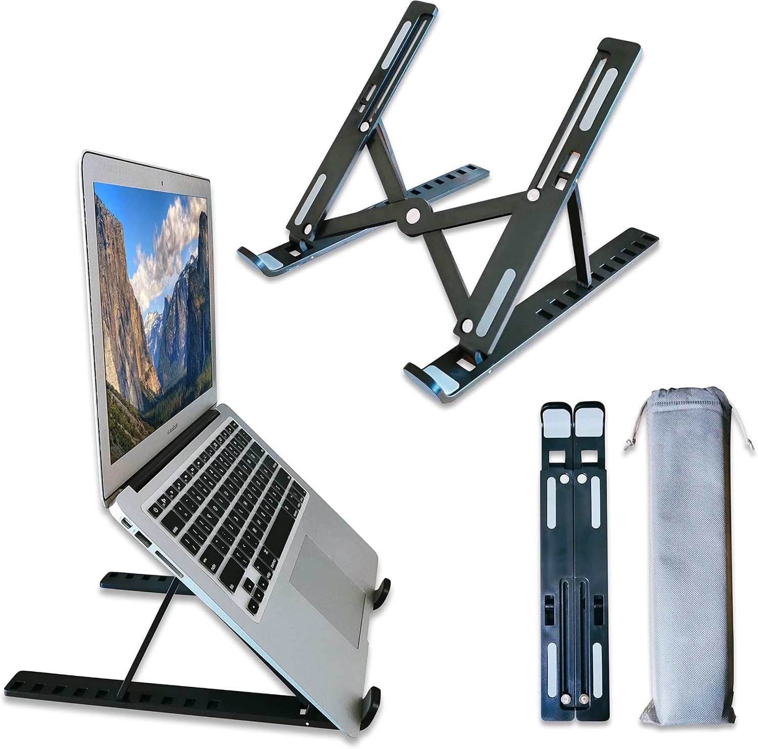 Acrylic ABS Black Stand for Laptop, Laptop Stands, Office Must Haves, Laptop Holder, Folding Laptop Stand, Work From Home Must Haves, Macbook Stand, Adjustable Laptop Stand, Portable Laptop Stand