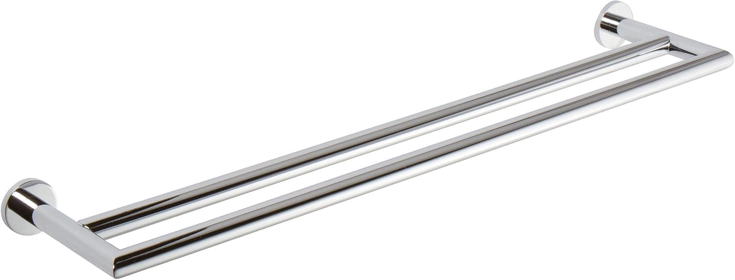Ginger 4622-24/PC Kubic 24" Double Towel Bar with Plain Rosette, Polished Chrome