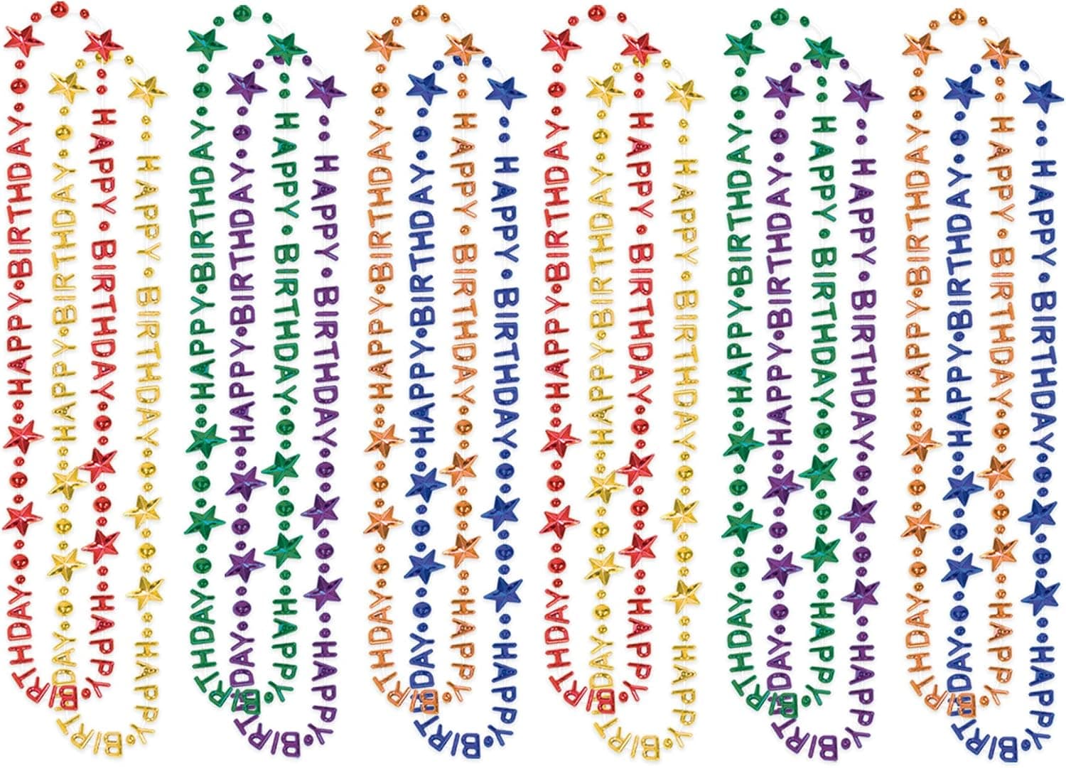 Beistle 12 Piece Colorful Plastic Happy Birthday, Necklaces Party Favors, 36", Multicolor